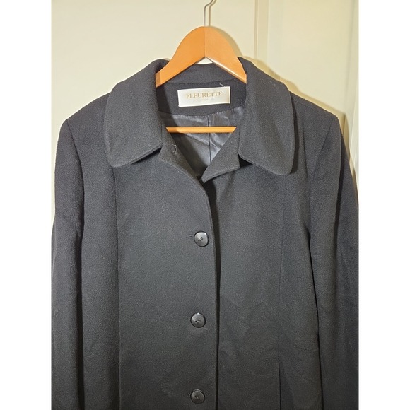 Fleurette Wool Cashmere Long Coat Sz 16 Preppy Minimalist Luxury Staple Classic - Picture 2 of 14